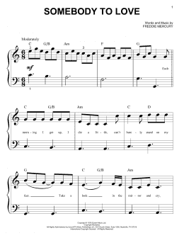 page one of Somebody To Love (Big Note Piano)