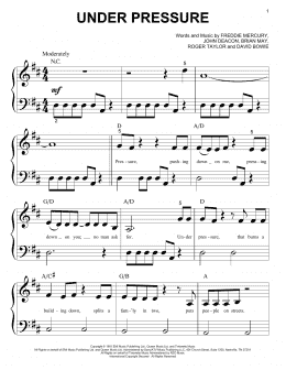 page one of Under Pressure (Big Note Piano)