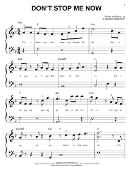 page one of Don't Stop Me Now (Big Note Piano)