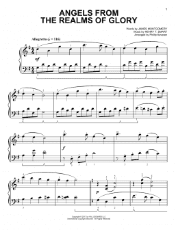 page one of Angels From The Realms Of Glory [Classical version] (arr. Phillip Keveren) (Easy Piano)