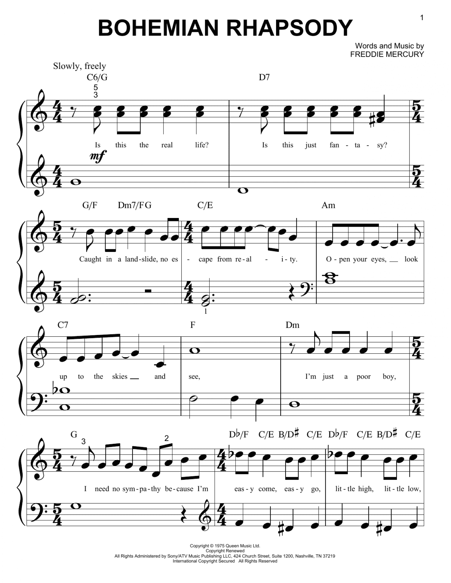 Bohemian Rhapsody (Big Note Piano)