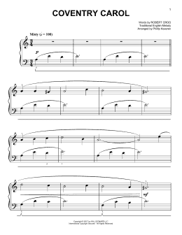 page one of Coventry Carol [Classical version] (arr. Phillip Keveren) (Easy Piano)