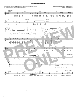 page one of Where Is The Love? (Lead Sheet / Fake Book)
