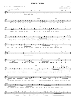 page one of Spirit In The Sky (Lead Sheet / Fake Book)