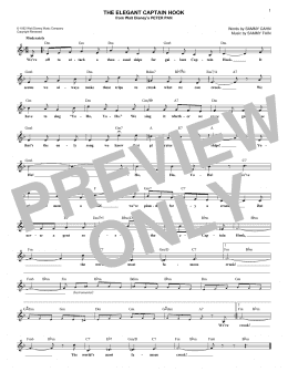 page one of The Elegant Captain Hook (Lead Sheet / Fake Book)