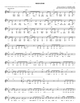 page one of Rock Star (Lead Sheet / Fake Book)