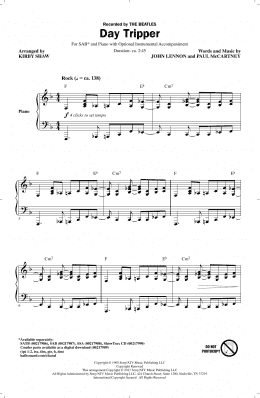 page one of Day Tripper (SAB Choir)