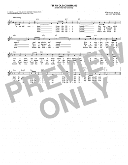 page one of I'm An Old Cowhand (From The Rio Grande) (Lead Sheet / Fake Book)