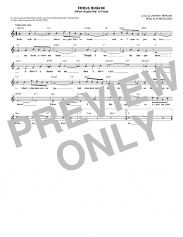 page one of Fools Rush In (Where Angels Fear To Tread) (Lead Sheet / Fake Book)