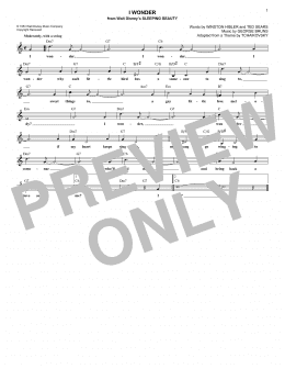 page one of I Wonder (Lead Sheet / Fake Book)
