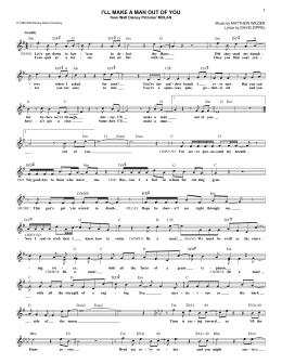 page one of I'll Make A Man Out Of You (from Mulan) (Lead Sheet / Fake Book)