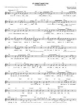 page one of If I Didn't Have You (from Monsters, Inc.) (Lead Sheet / Fake Book)