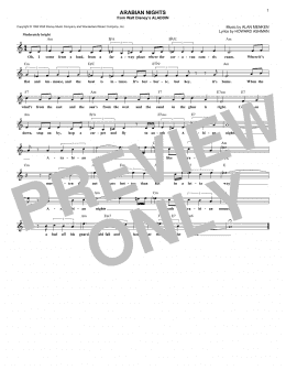 page one of Arabian Nights (from Aladdin) (Lead Sheet / Fake Book)