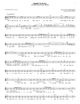 page one of Honor To Us All (from Mulan) (Lead Sheet / Fake Book)