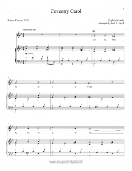 page one of Coventry Carol (Piano & Vocal)