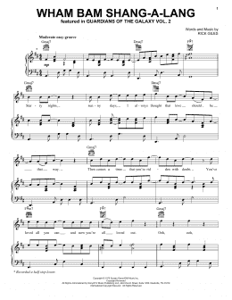 page one of Wham Bam Shang-A-Lang (Piano, Vocal & Guitar Chords (Right-Hand Melody))