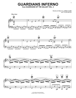 page one of Guardians Inferno (Piano, Vocal & Guitar Chords (Right-Hand Melody))