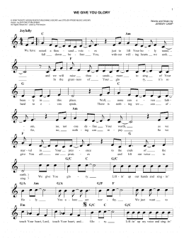 page one of We Give You Glory (Lead Sheet / Fake Book)