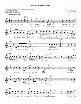page one of All Because Of Jesus (Lead Sheet / Fake Book)