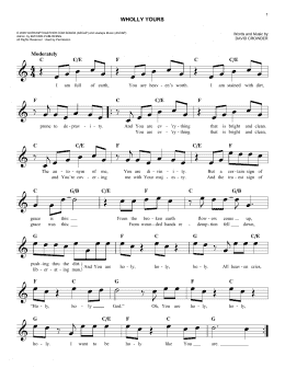 page one of Wholly Yours (Lead Sheet / Fake Book)