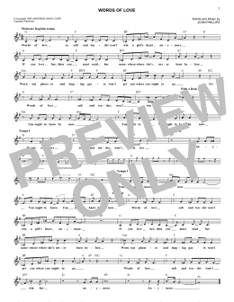 page one of Words Of Love (Lead Sheet / Fake Book)