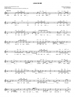 page one of Lean On Me (Lead Sheet / Fake Book)