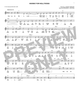 page one of Hooray For Hollywood (Lead Sheet / Fake Book)
