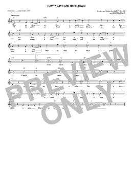 page one of Happy Days Are Here Again (Lead Sheet / Fake Book)
