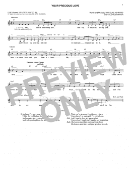 page one of Your Precious Love (Lead Sheet / Fake Book)