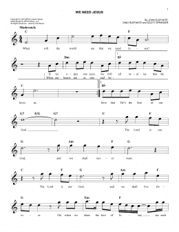 page one of We Need Jesus (Lead Sheet / Fake Book)