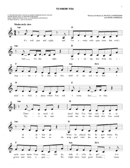 page one of To Know You (Lead Sheet / Fake Book)
