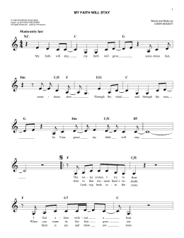 page one of My Faith Will Stay (Lead Sheet / Fake Book)