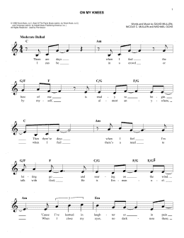 page one of On My Knees (Lead Sheet / Fake Book)