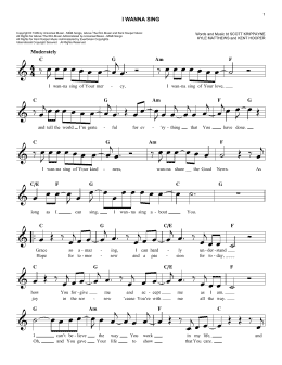 page one of I Wanna Sing (Lead Sheet / Fake Book)