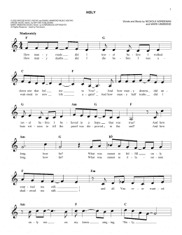 page one of Holy (Easy Lead Sheet / Fake Book)