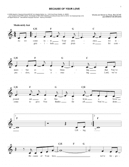 page one of Because Of Your Love (Easy Lead Sheet / Fake Book)