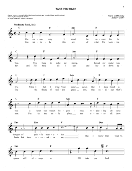page one of Take You Back (Lead Sheet / Fake Book)