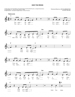 page one of God You Reign (Lead Sheet / Fake Book)