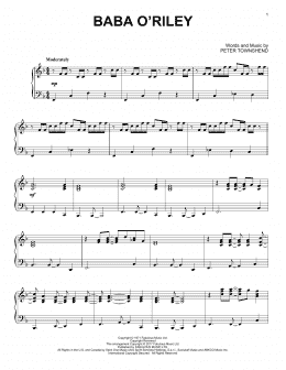 page one of Baba O'Riley (Piano Solo)