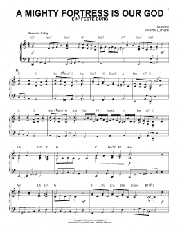 page one of A Mighty Fortress Is Our God [Jazz version] (Piano Solo)