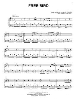 page one of Free Bird (Piano Solo)