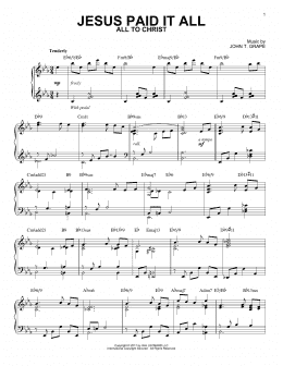 page one of Jesus Paid It All [Jazz version] (Piano Solo)