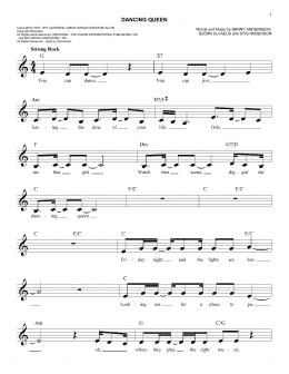 page one of Dancing Queen (Lead Sheet / Fake Book)