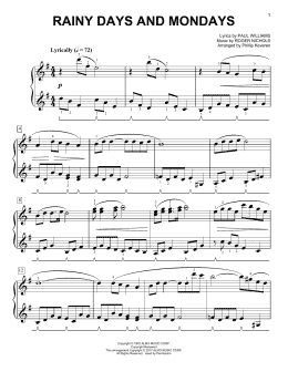 page one of Rainy Days And Mondays [Classical version] (arr. Phillip Keveren) (Easy Piano)