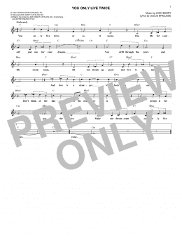 page one of You Only Live Twice (Lead Sheet / Fake Book)