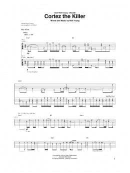 page one of Cortez The Killer (Guitar Rhythm Tab)