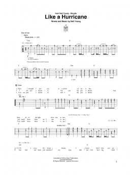 page one of Like A Hurricane (Guitar Rhythm Tab)
