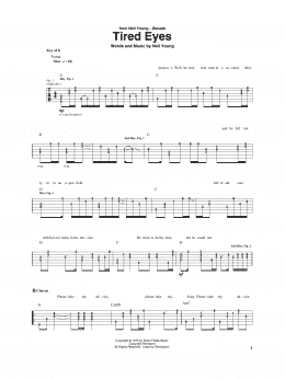 page one of Tired Eyes (Guitar Rhythm Tab)