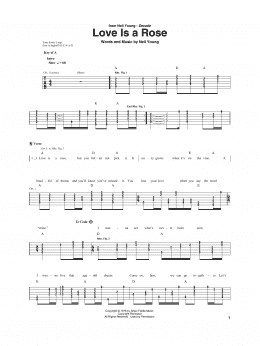 page one of Love Is A Rose (Guitar Rhythm Tab)