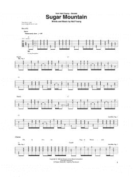 page one of Sugar Mountain (Guitar Rhythm Tab)